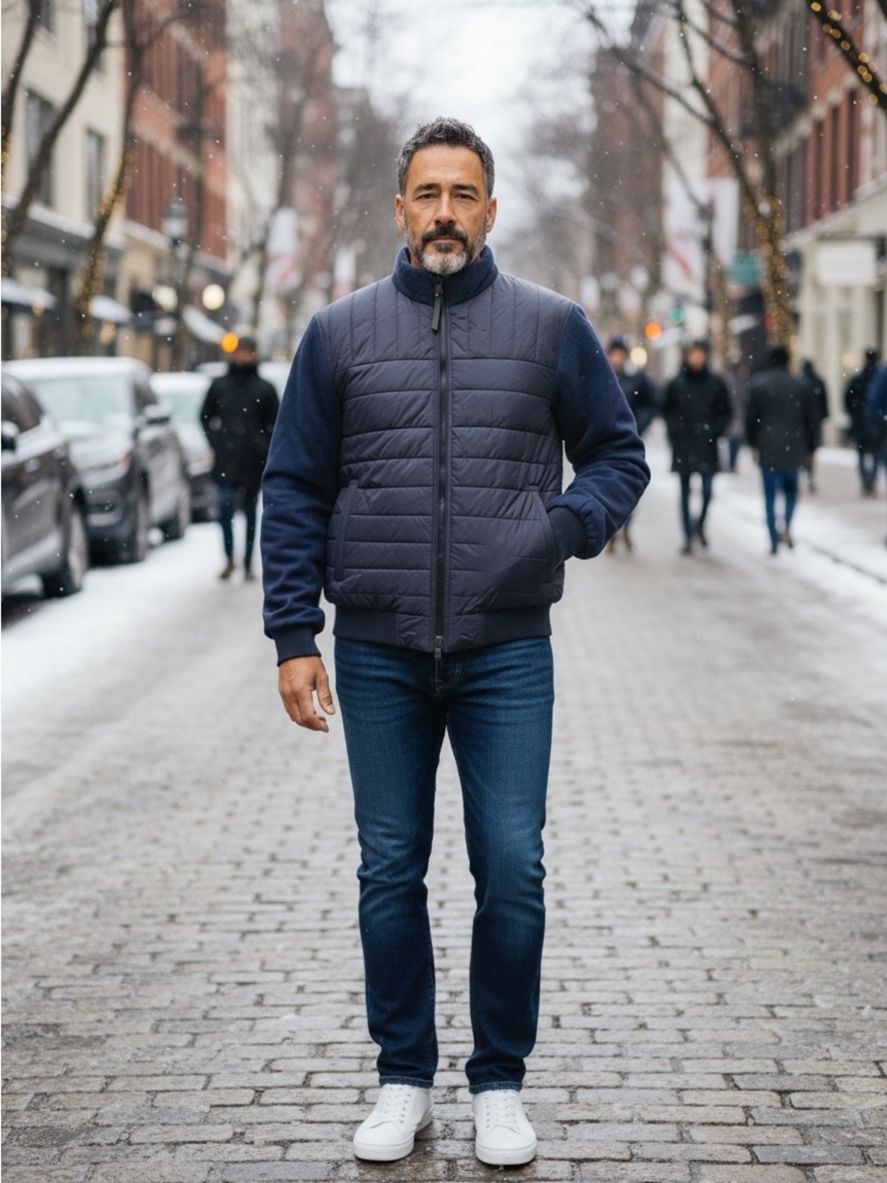 Robert Graham Men's Navy Blue Quilted Bomber Jacket NWT | Small | Floral Lining - Picture 13 of 15